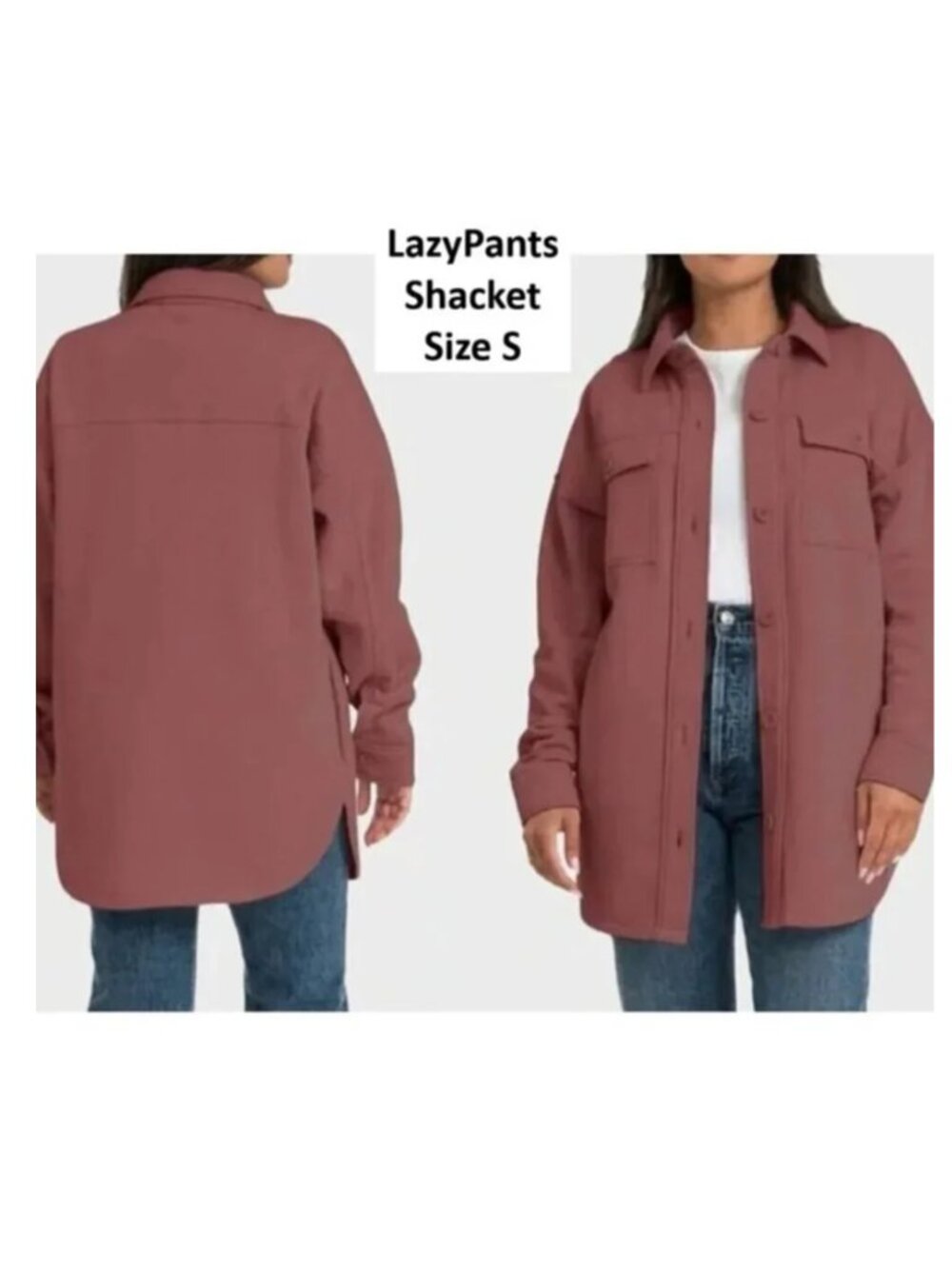 LazyPants Women's Dusty Pink / Mauve Fleece Shacket Size S